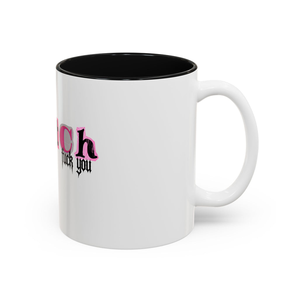 Doll Mania Two-Tone Accent Mug — Pink Logo Ceramic Coffee Cup (11oz/15oz)