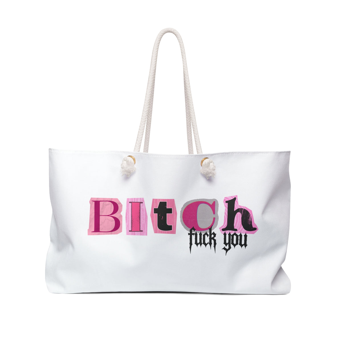 DollMania Weekender Bag — Large White Travel Tote with Rope Handles