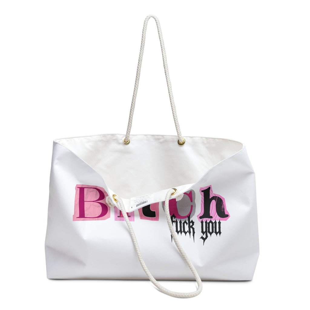 DollMania Weekender Bag — Large White Travel Tote with Rope Handles