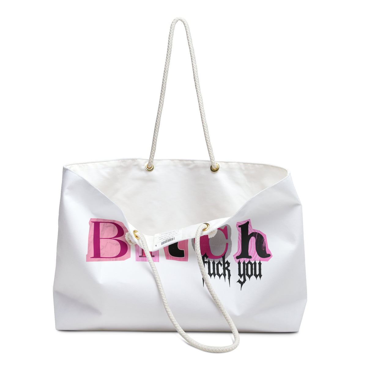 DollMania Weekender Bag — Large White Travel Tote with Rope Handles