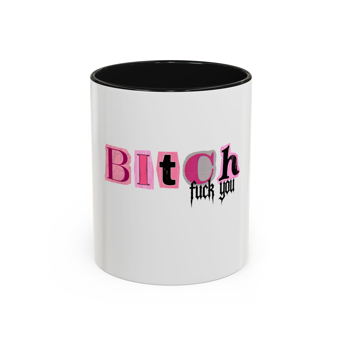 Doll Mania Two-Tone Accent Mug — Pink Logo Ceramic Coffee Cup (11oz/15oz)