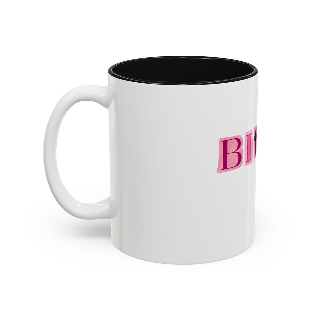 Doll Mania Two-Tone Accent Mug — Pink Logo Ceramic Coffee Cup (11oz/15oz)