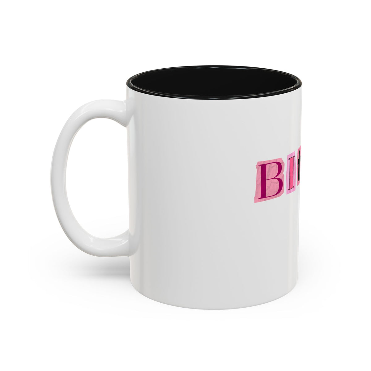 Doll Mania Two-Tone Accent Mug — Pink Logo Ceramic Coffee Cup (11oz/15oz)